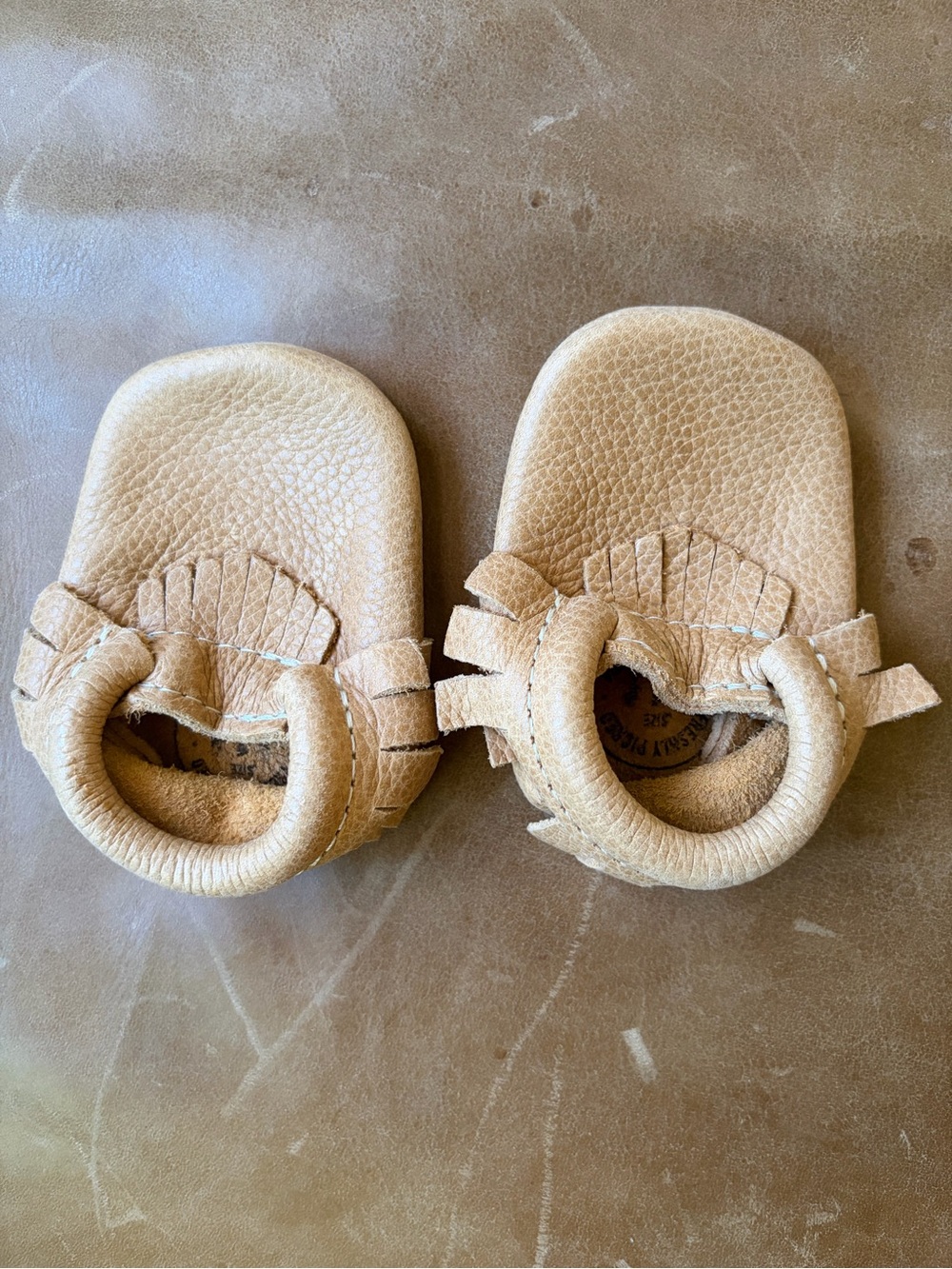 Kids Tan Leather Fringe Moccasin Booties
